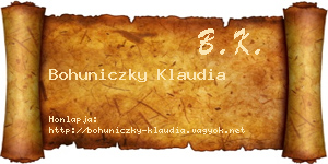 Bohuniczky Klaudia névjegykártya